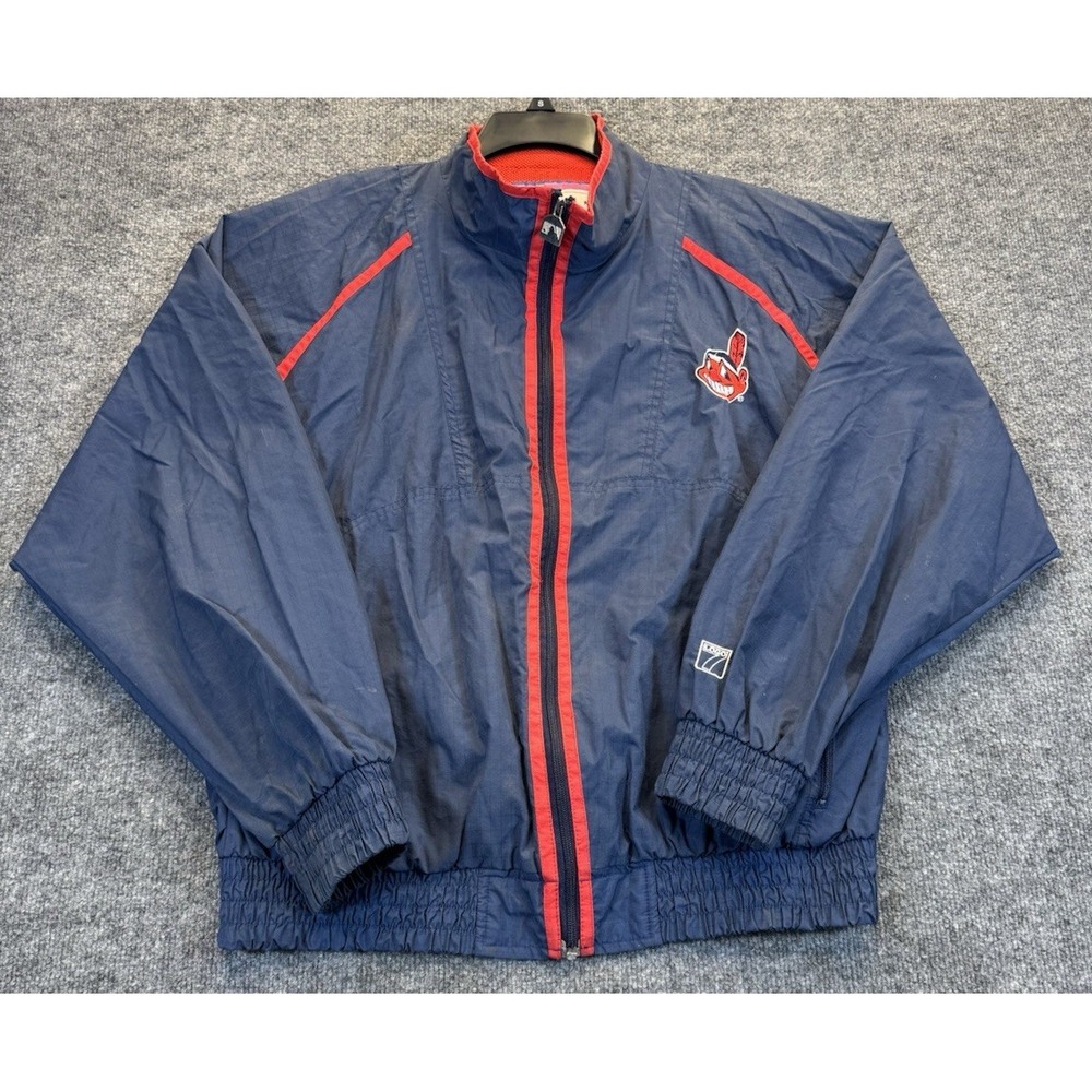 Logo 7 Cleveland Indians MLB Full Zip Windbreaker Jacket Men's Size Large